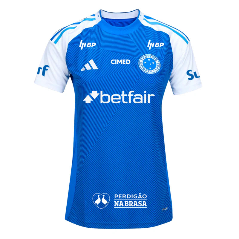 Camisa Cruzeiro Feminina Home 25/26 - Azul C/ Patrocínio
